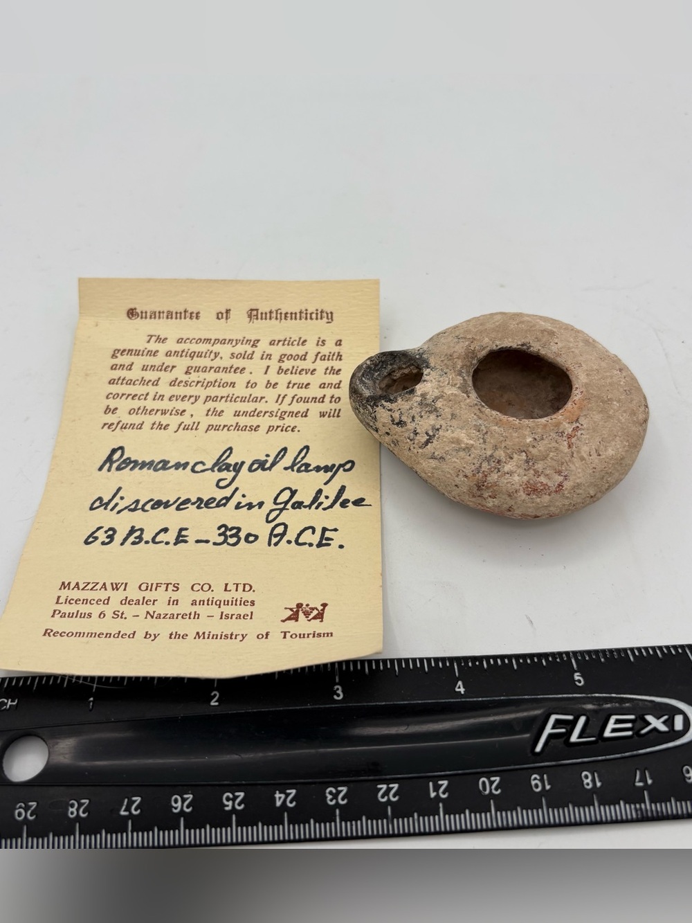 Ancient Roman Terra Cotta Oil Lamp 63 BCE-330 ACE Galilee Mazzawi Antiquity COA